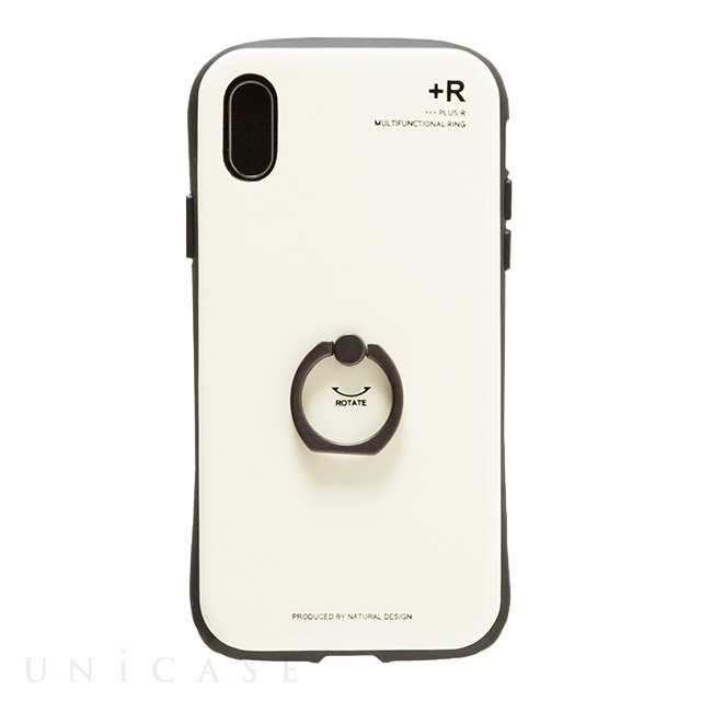 iPhoneXS/X ケース】フィンガーリング付衝撃吸収背面ケース +R (ピュアホワイト) NATURAL design iPhoneケースは  UNiCASE