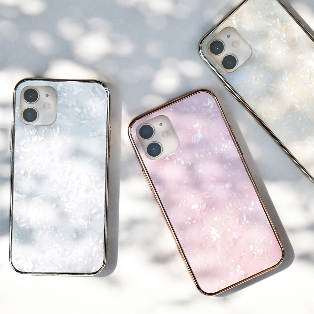 iPhone12 mini ケース】Glass Shell Case for iPhone12 mini (white