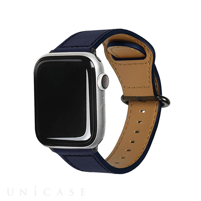 【Apple Watch バンド 49/45/44/42mm】GENUINE LEATHER STRAP (ネイビー) for Apple Watch Ultra2/SE(第2/1世代)/Series9/8/7/6/5/4/3/2/1