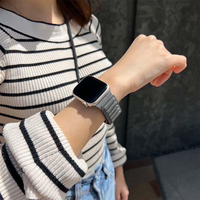 Apple Watch バンド 41/40/38mm】PUレザー マグネットホールドバンド