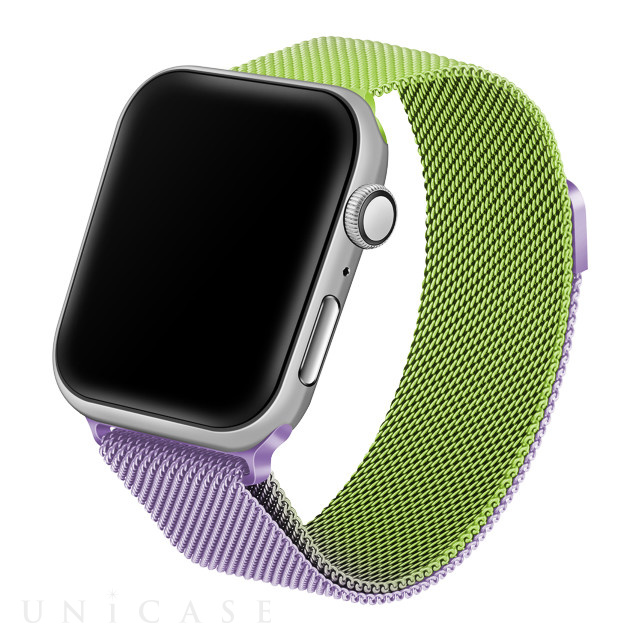 Apple Watch バンド 41/40/38mm】ステンレスマグネット式 グラデーションバンド (グリーン/ライトパープル) for Apple  Watch SE(第2/1世代)/Series8/7/6/5/4/3/2/1 iQ Labo iPhoneケースは UNiCASE
